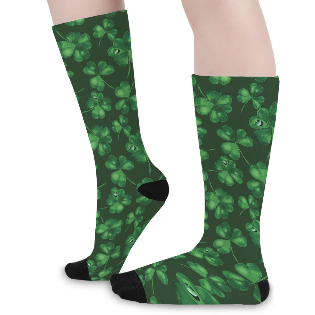 Watercolor Saint Patrick's Day Print Long Socks