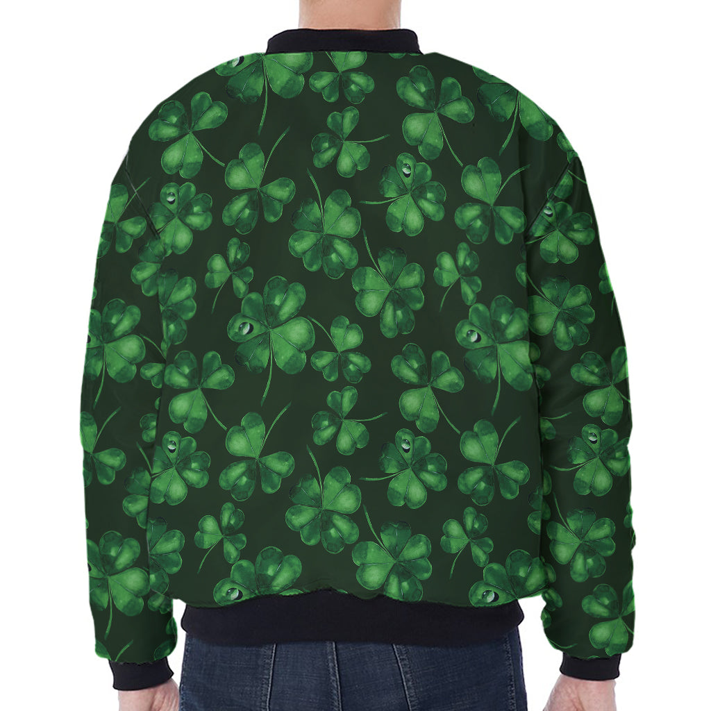 Watercolor Saint Patrick's Day Print Zip Sleeve Bomber Jacket