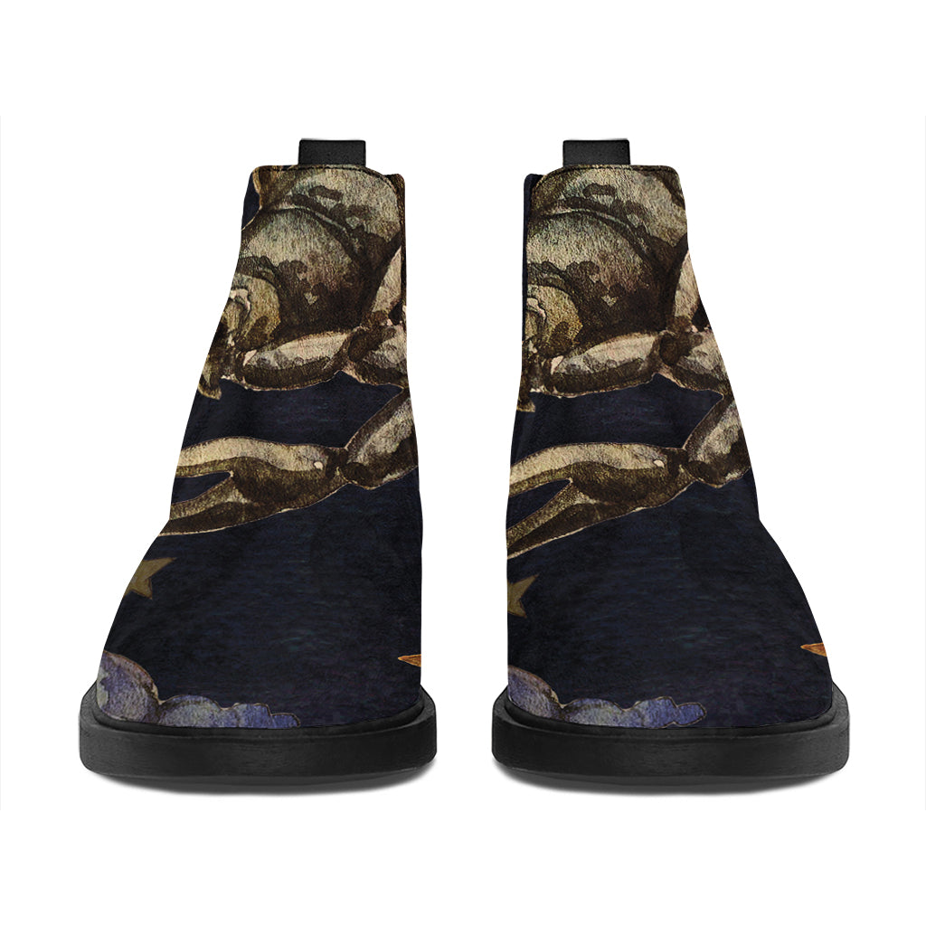 Watercolor Scorpio Zodiac Sign Print Flat Ankle Boots