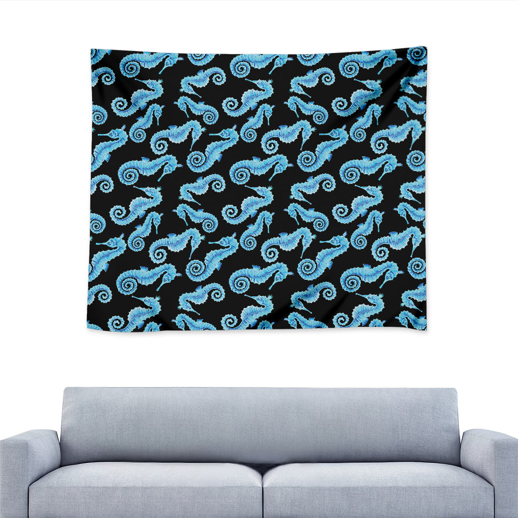 Watercolor Seahorse Pattern Print Tapestry