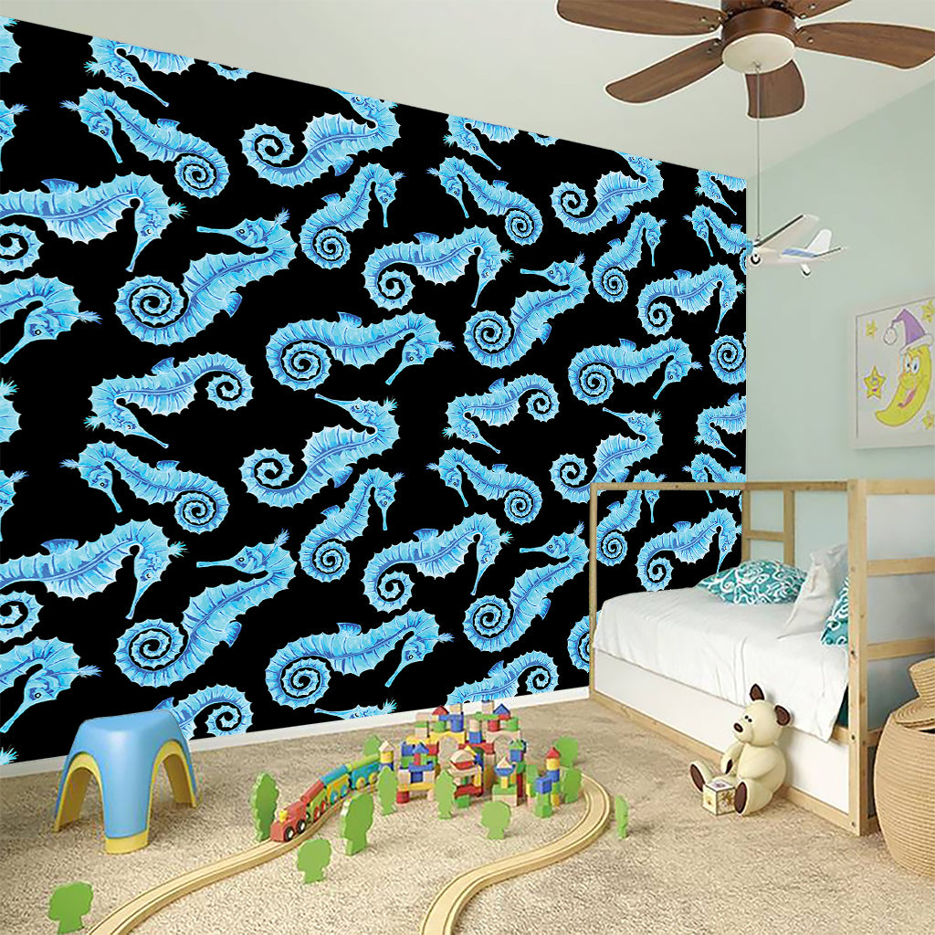 Watercolor Seahorse Pattern Print Wall Sticker