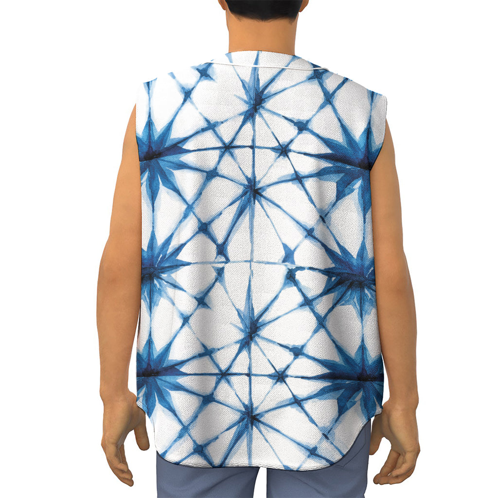 Watercolor Shibori Pattern Print Sleeveless Baseball Jersey