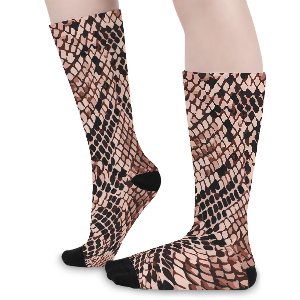 Watercolor Snakeskin Print Long Socks