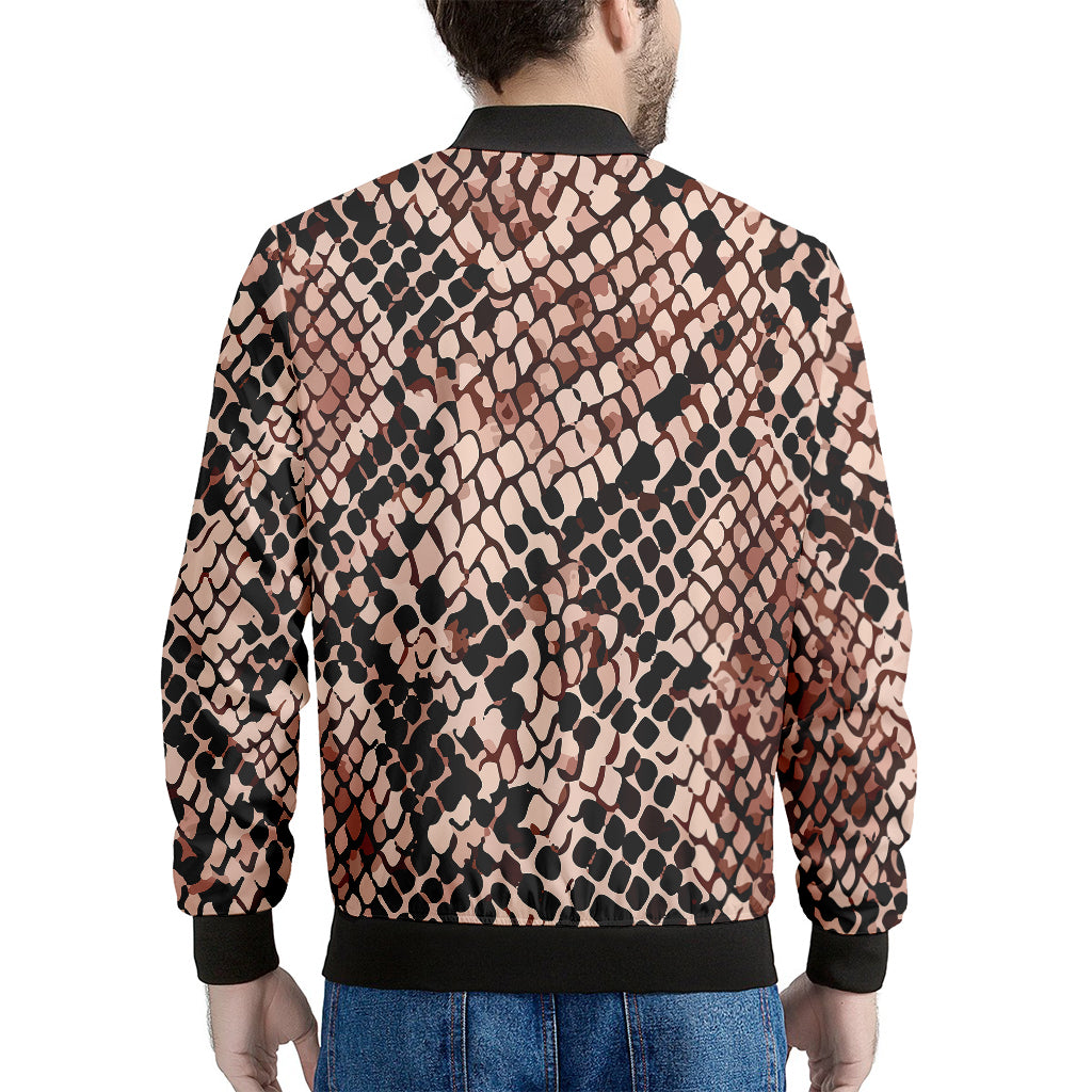 Watercolor Snakeskin Print Men's Bomber Jacket