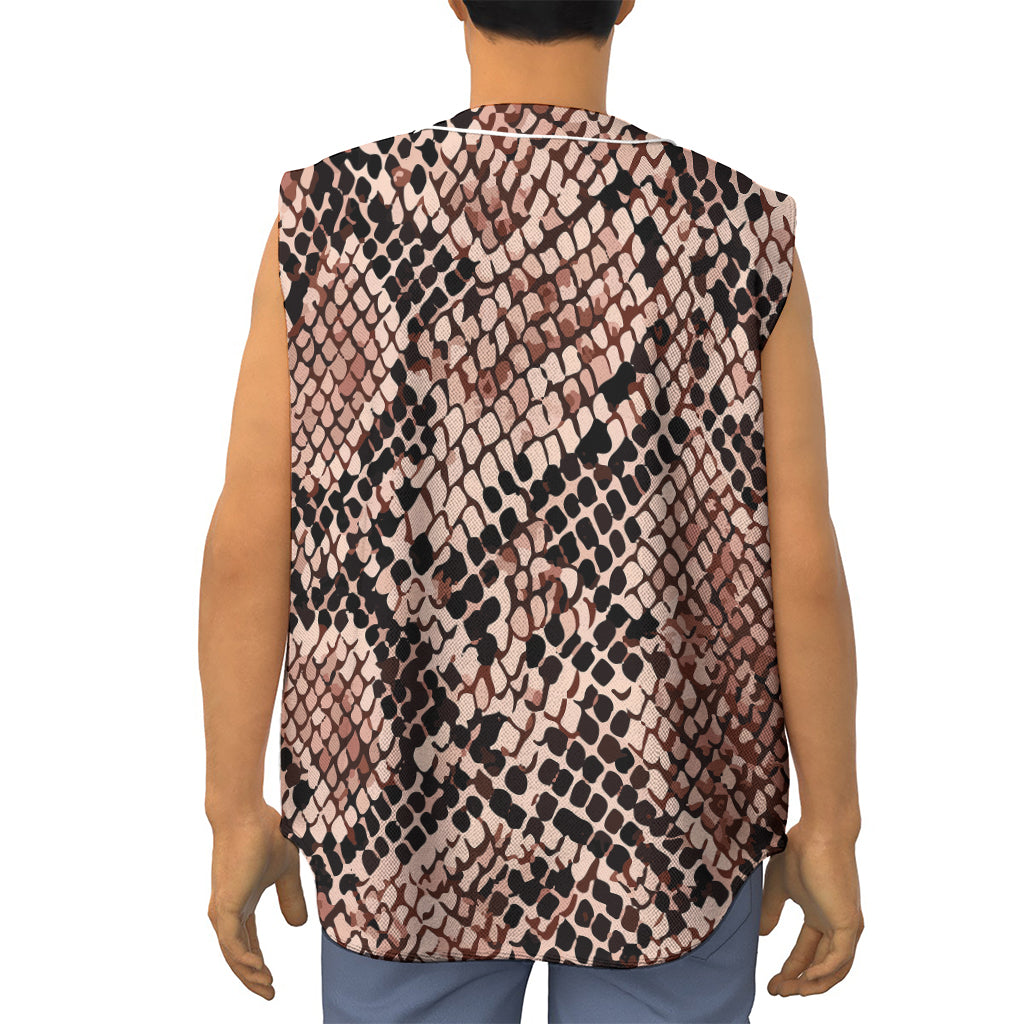 Watercolor Snakeskin Print Sleeveless Baseball Jersey