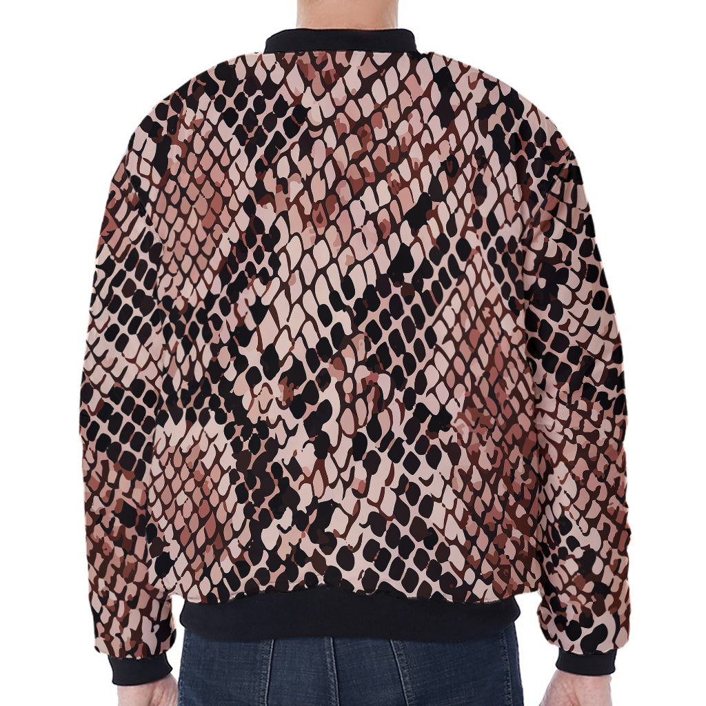Watercolor Snakeskin Print Zip Sleeve Bomber Jacket