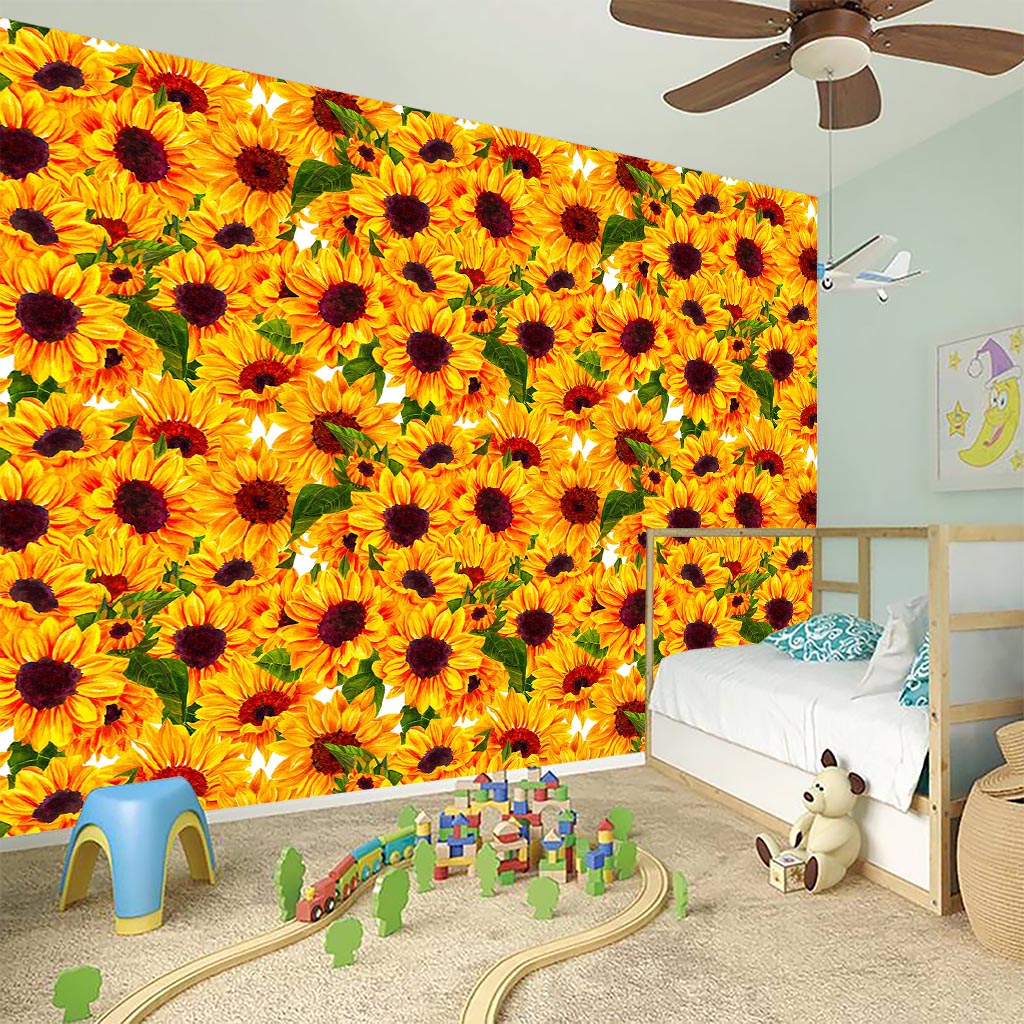 Watercolor Sunflower Pattern Print Wall Sticker