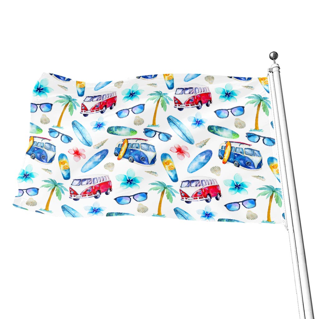 Watercolor Surfing Pattern Print Flag