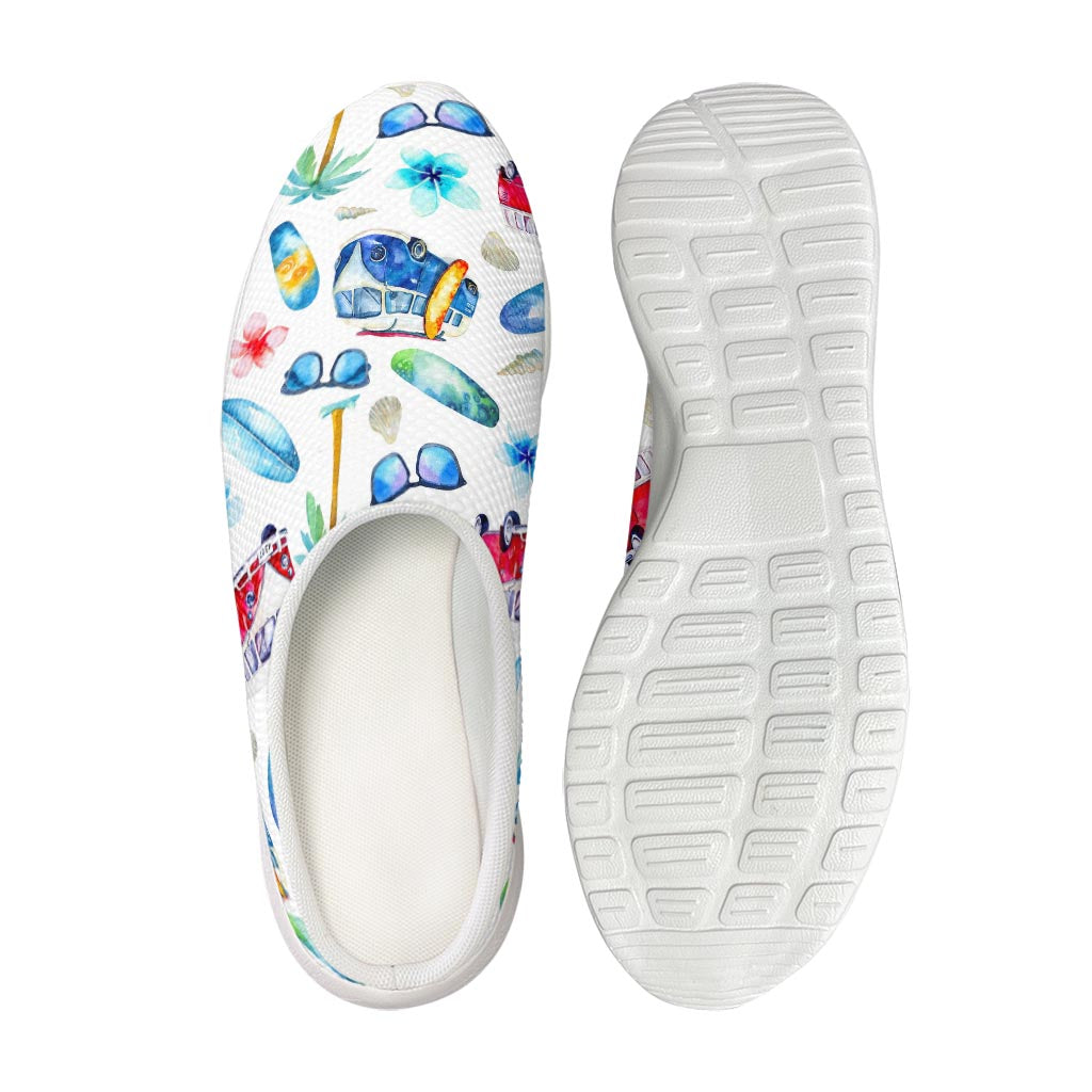 Watercolor Surfing Pattern Print Mesh Casual Shoes