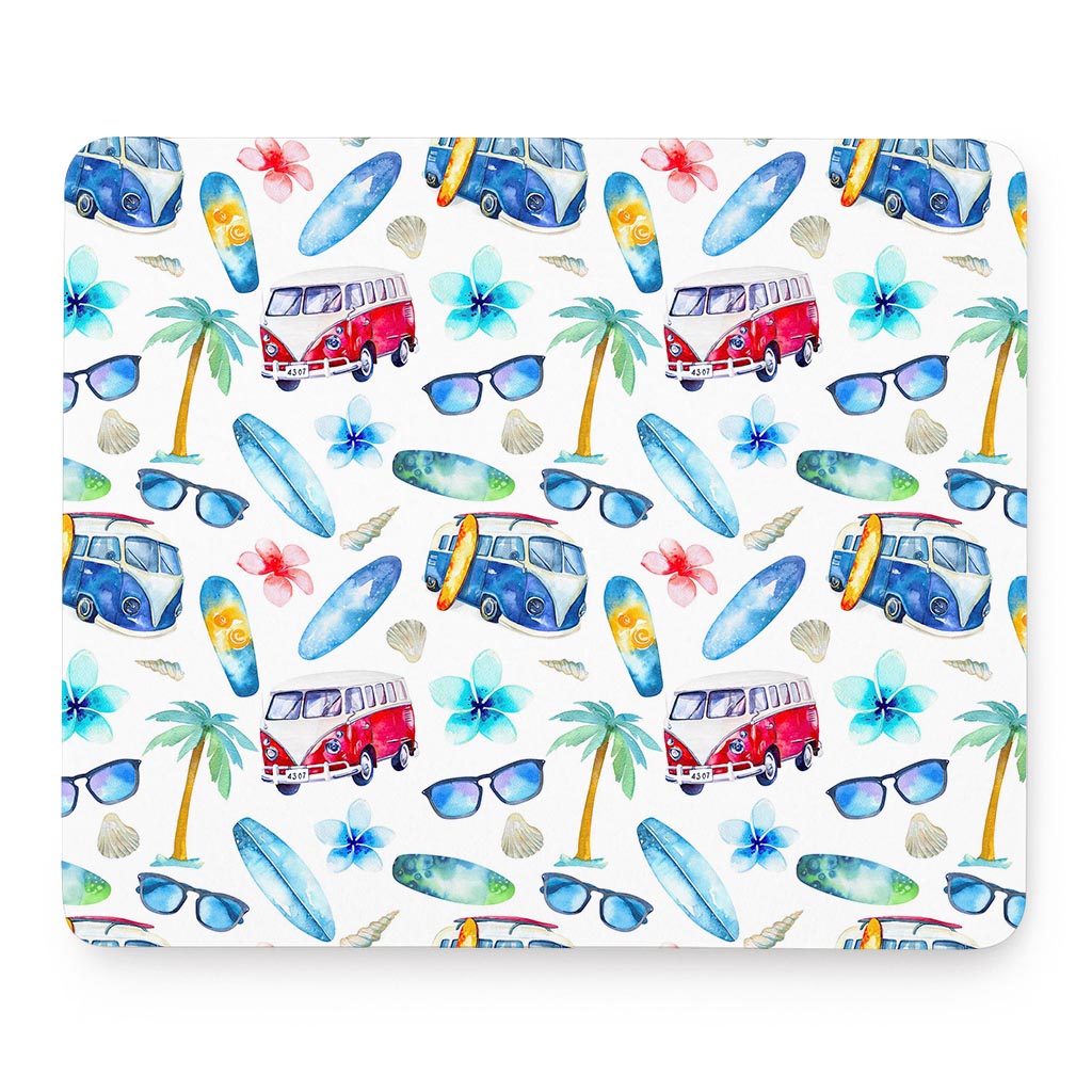 Watercolor Surfing Pattern Print Mouse Pad