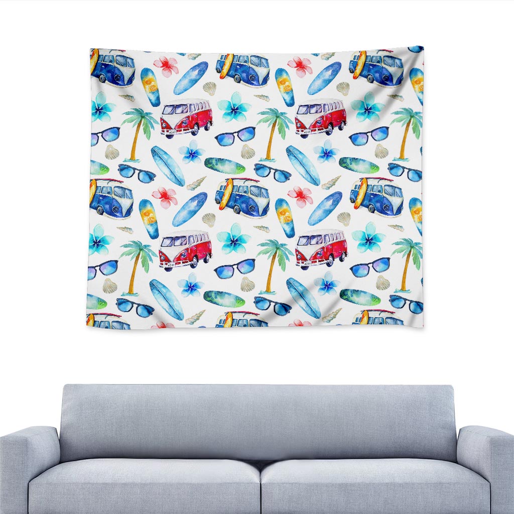 Watercolor Surfing Pattern Print Tapestry