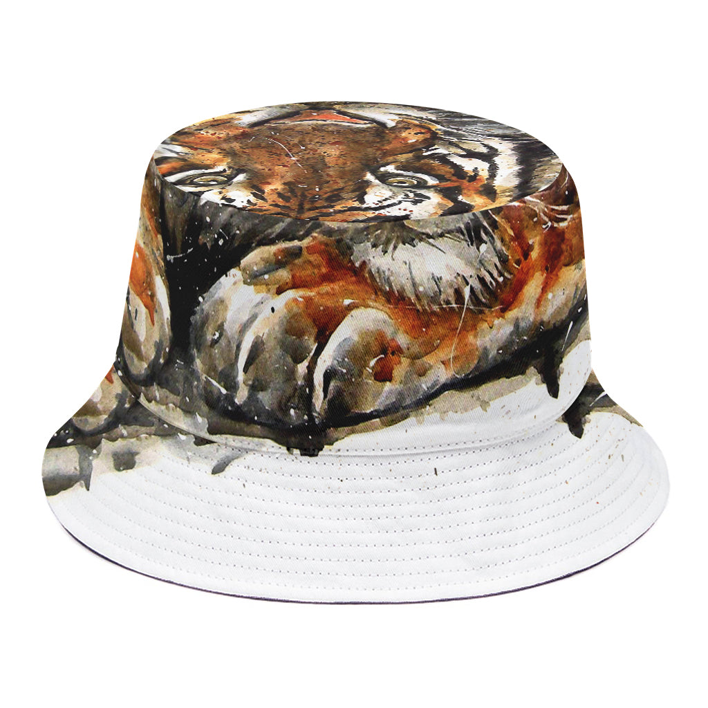 Watercolor Tiger Print Bucket Hat