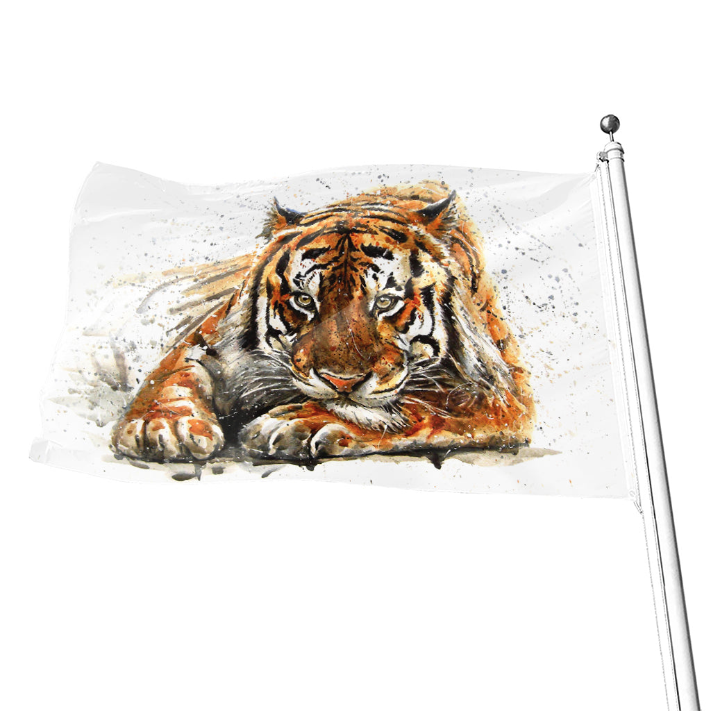 Watercolor Tiger Print Flag