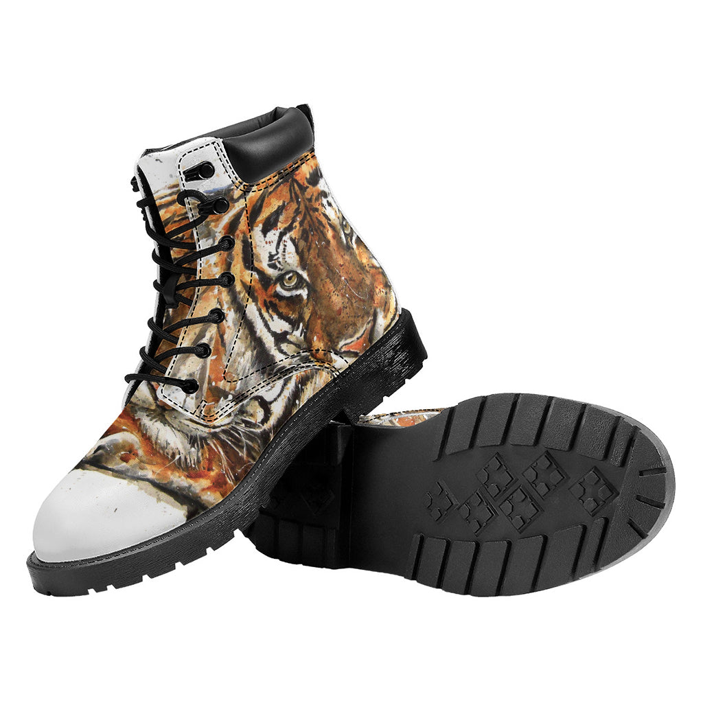 Watercolor Tiger Print Work Boots