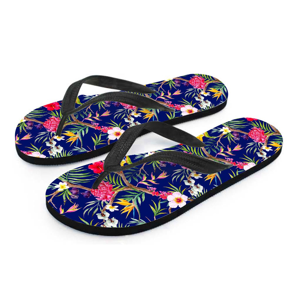 Watercolor Tropical Flower Pattern Print Flip Flops