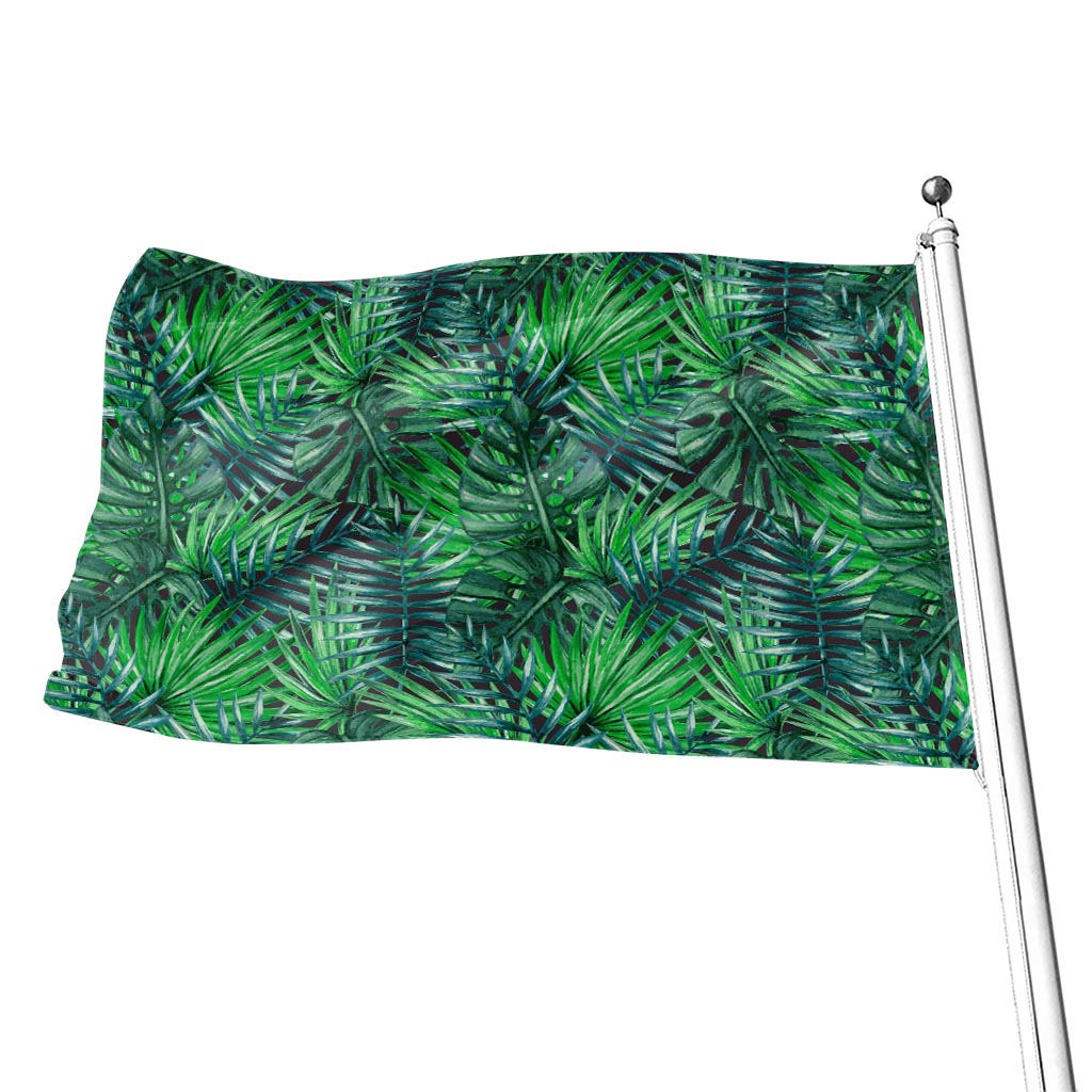 Watercolor Tropical Leaves Pattern Print Flag