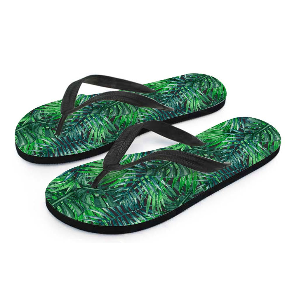 Watercolor Tropical Leaves Pattern Print Flip Flops
