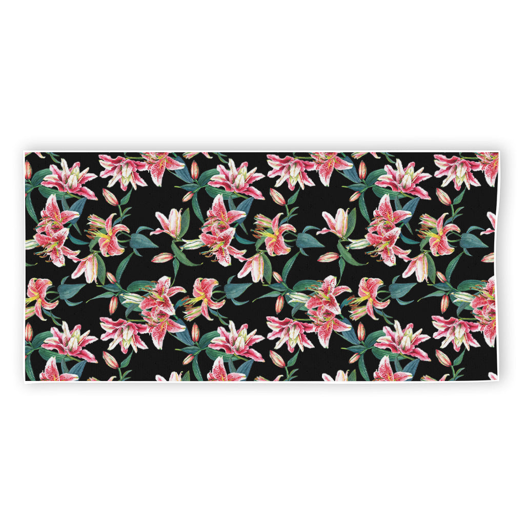Watercolor Tropical Lily Pattern Print Beach Towel