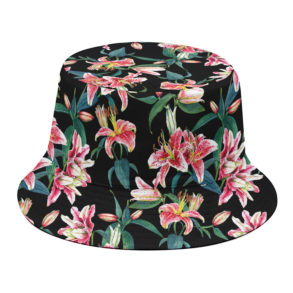Watercolor Tropical Lily Pattern Print Bucket Hat