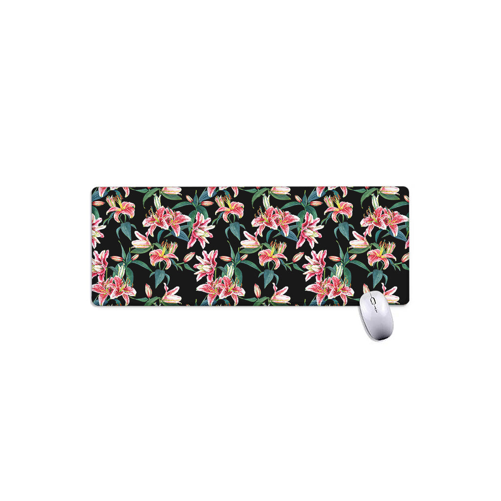 Watercolor Tropical Lily Pattern Print Extended Mouse Pad