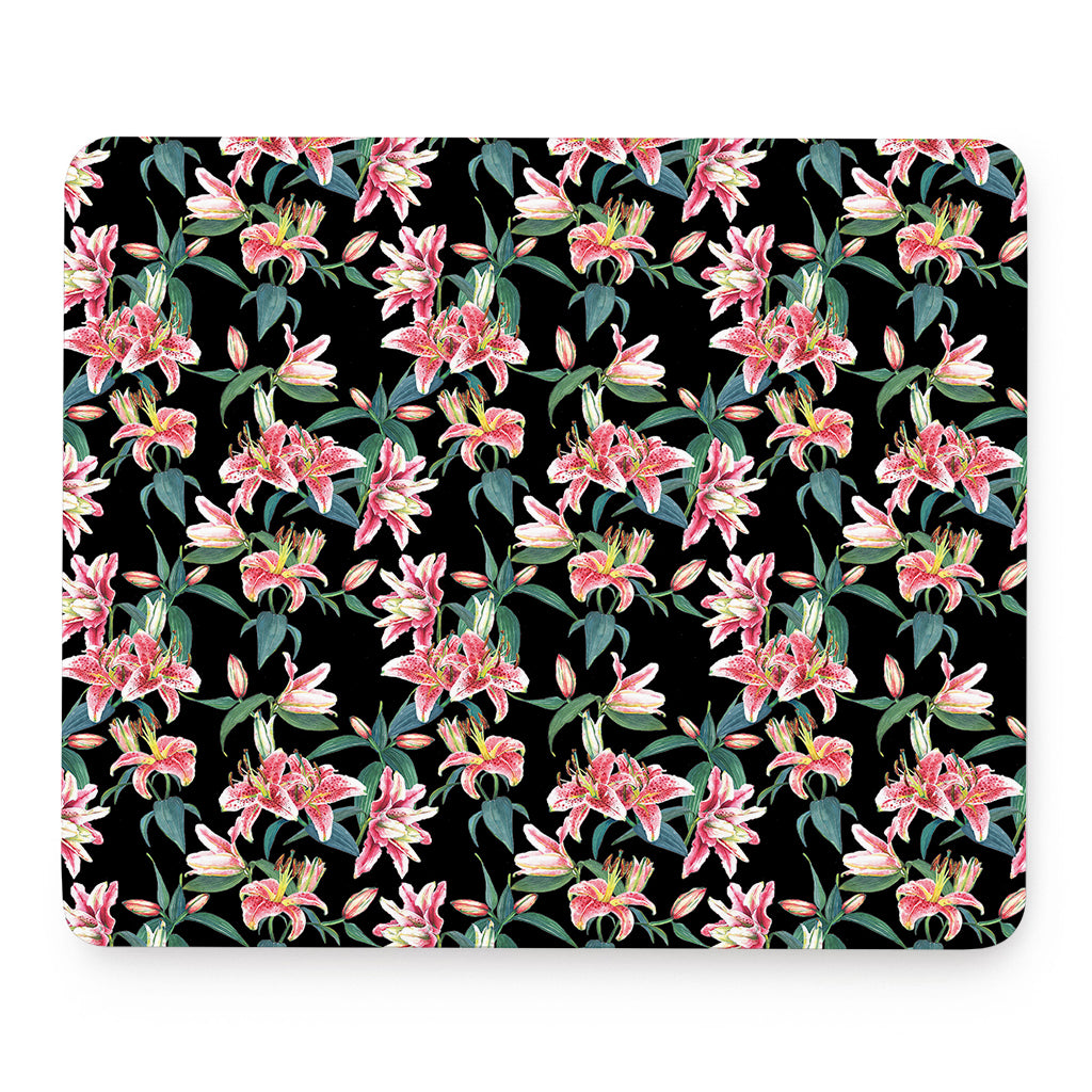 Watercolor Tropical Lily Pattern Print Mouse Pad