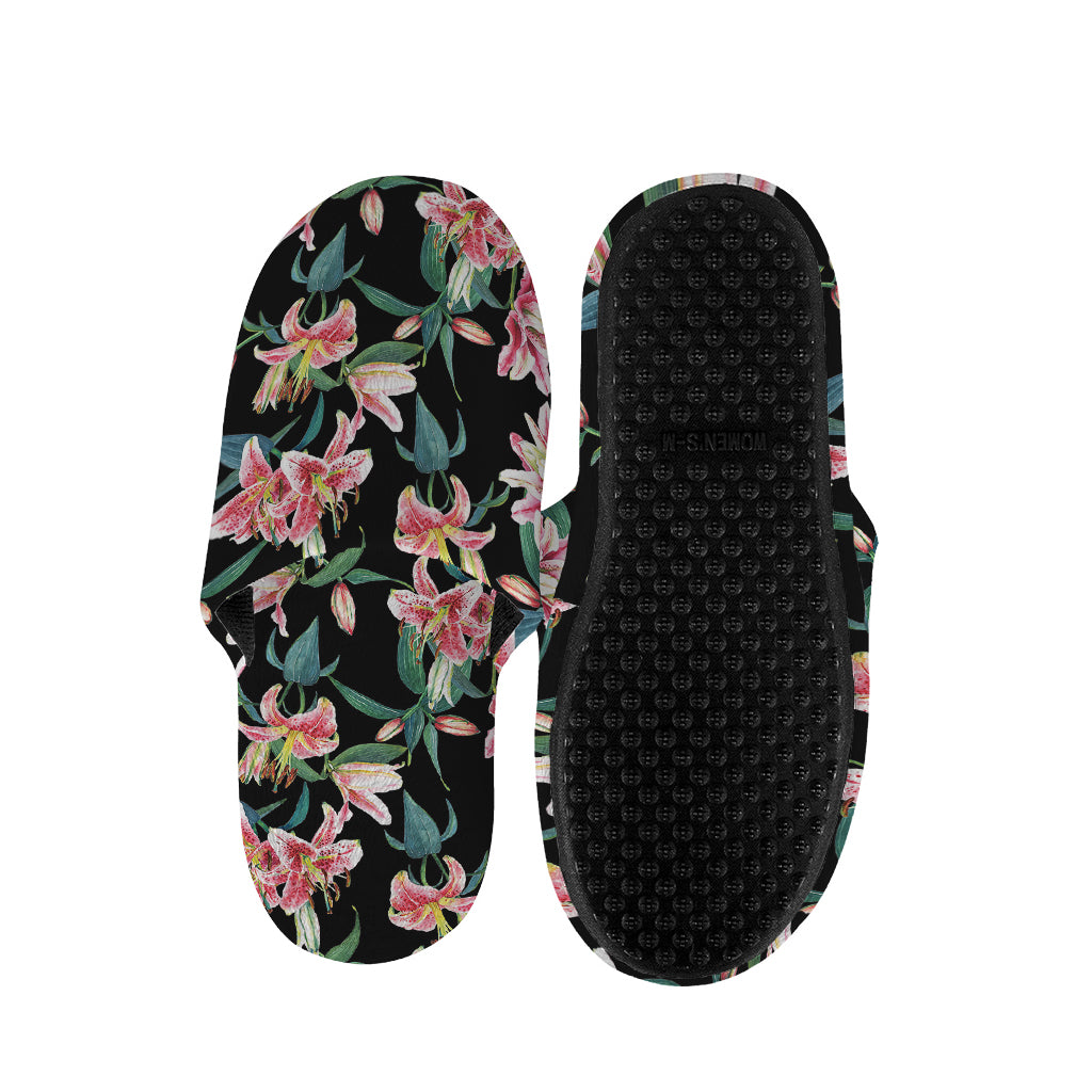 Watercolor Tropical Lily Pattern Print Slippers