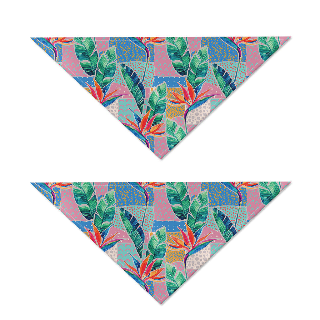Watercolor Tropical Patchwork Print Dog Bandana