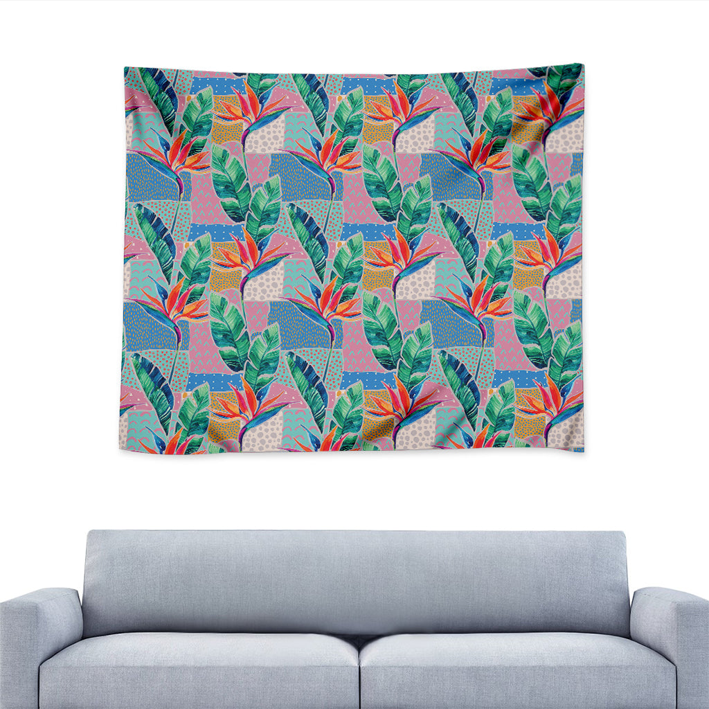 Watercolor Tropical Patchwork Print Tapestry