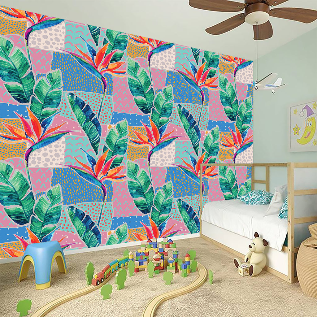 Watercolor Tropical Patchwork Print Wall Sticker