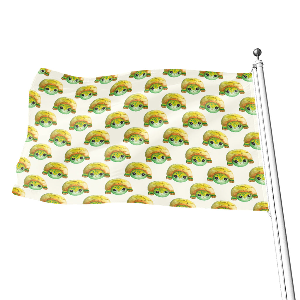 Watercolor Turtle Pattern Print Flag