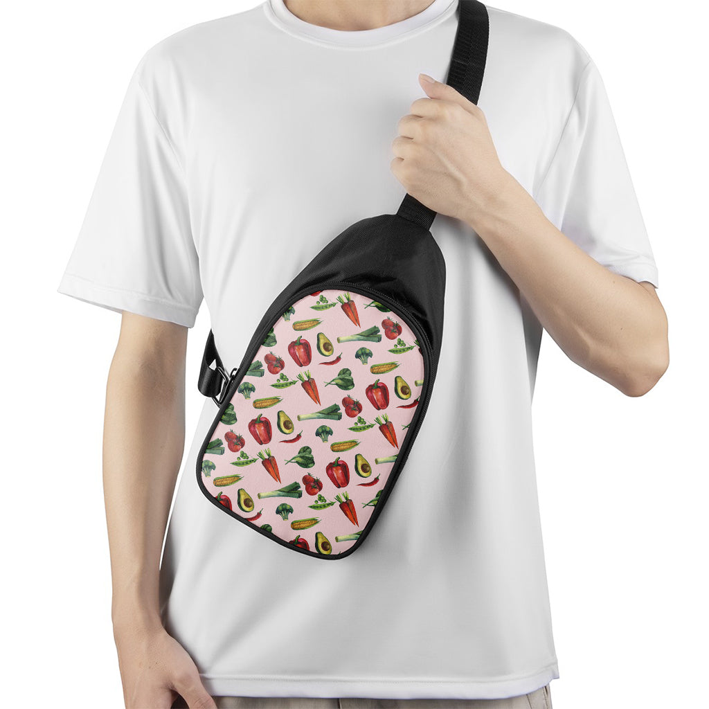 Watercolor Vegan Pattern Print Chest Bag