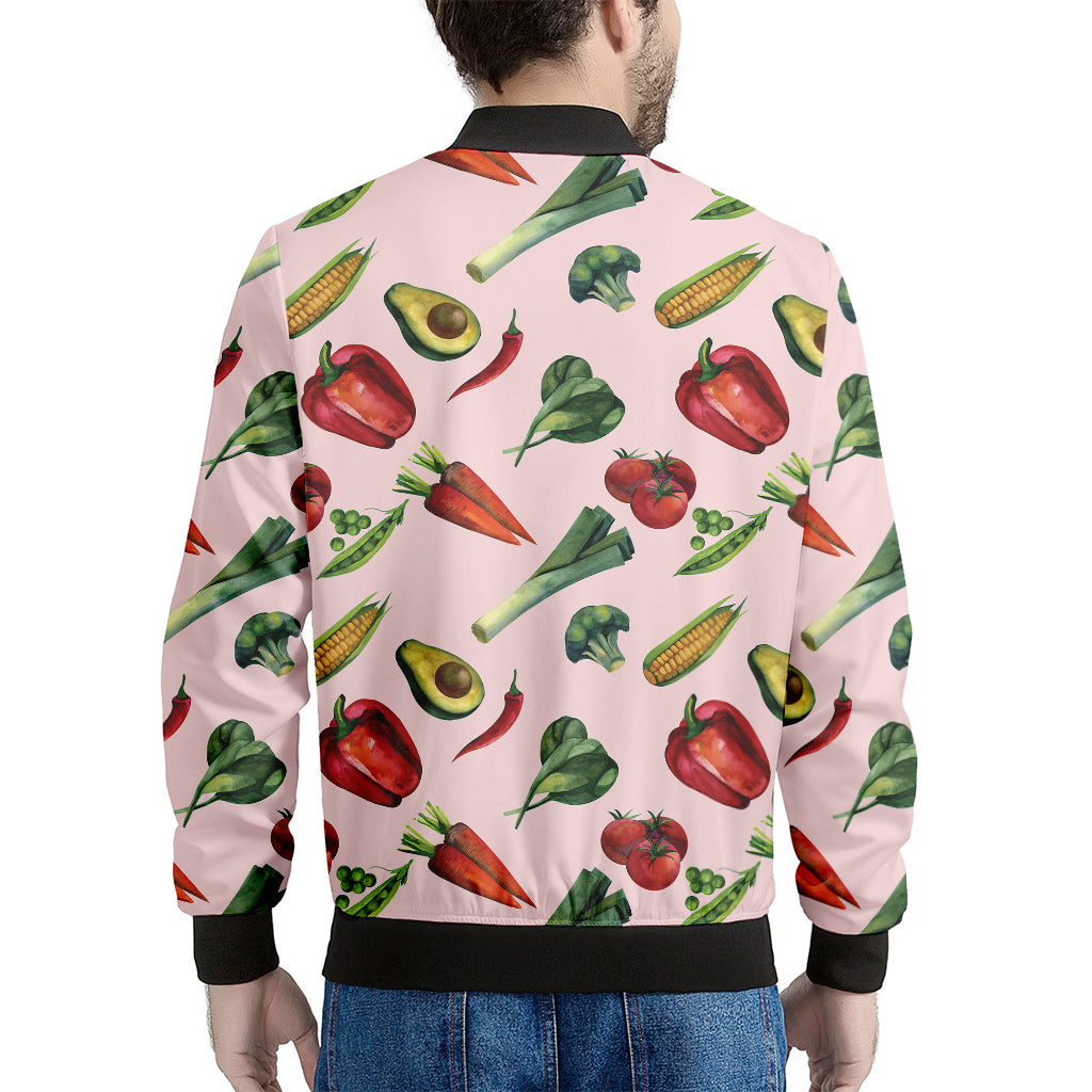 Watercolor Vegan Pattern Print Men's Bomber Jacket