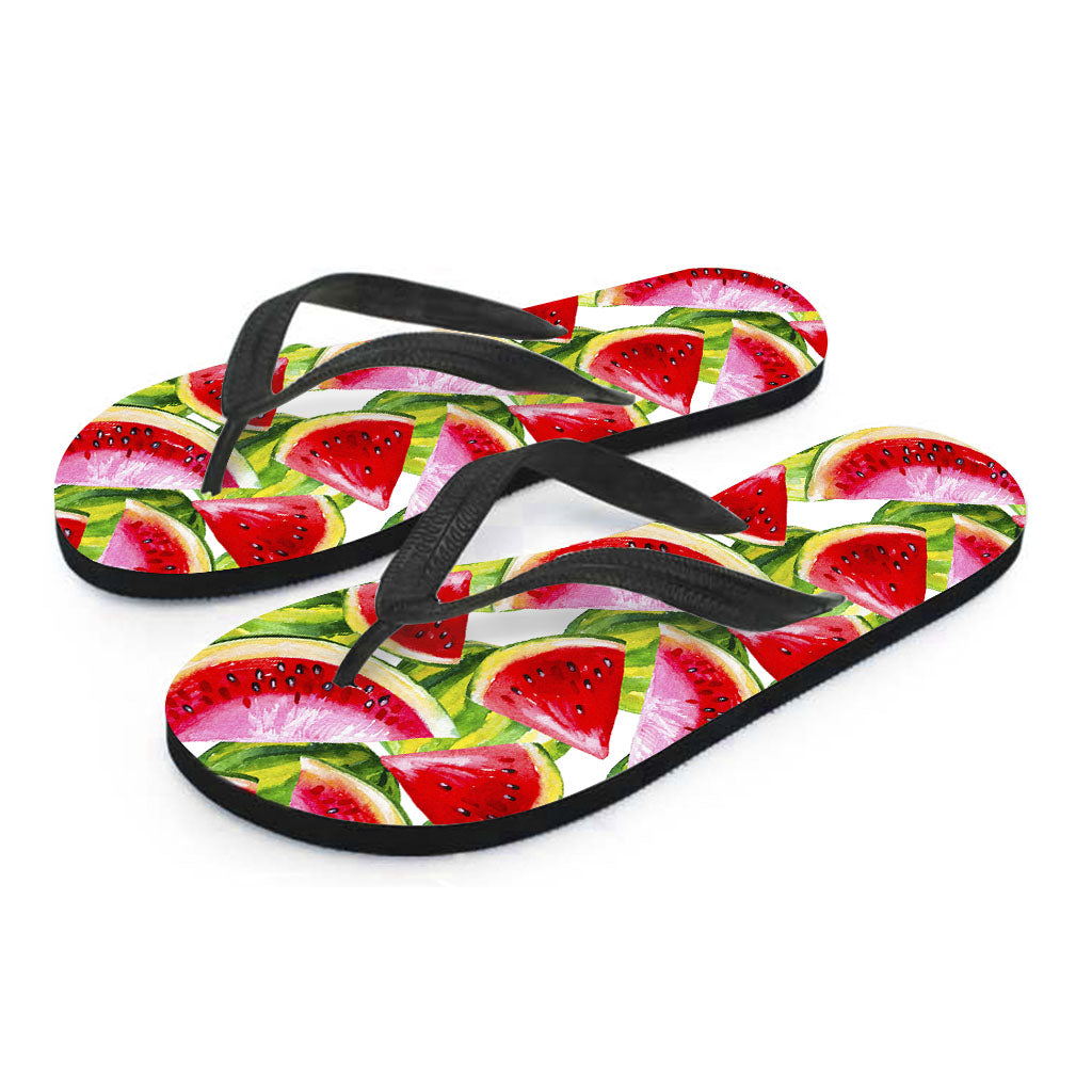 Watercolor Watermelon Pattern Print Flip Flops