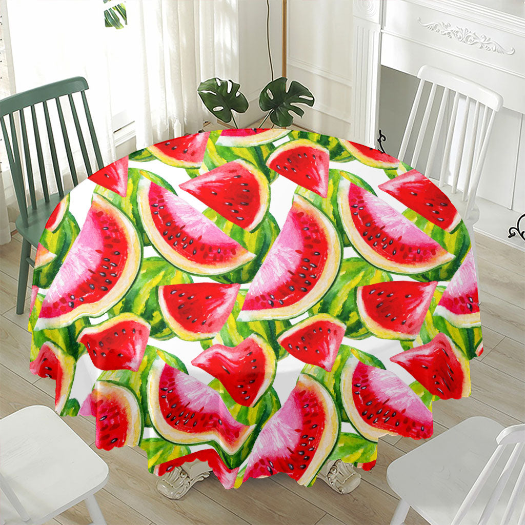 Watercolor Watermelon Pattern Print Waterproof Round Tablecloth