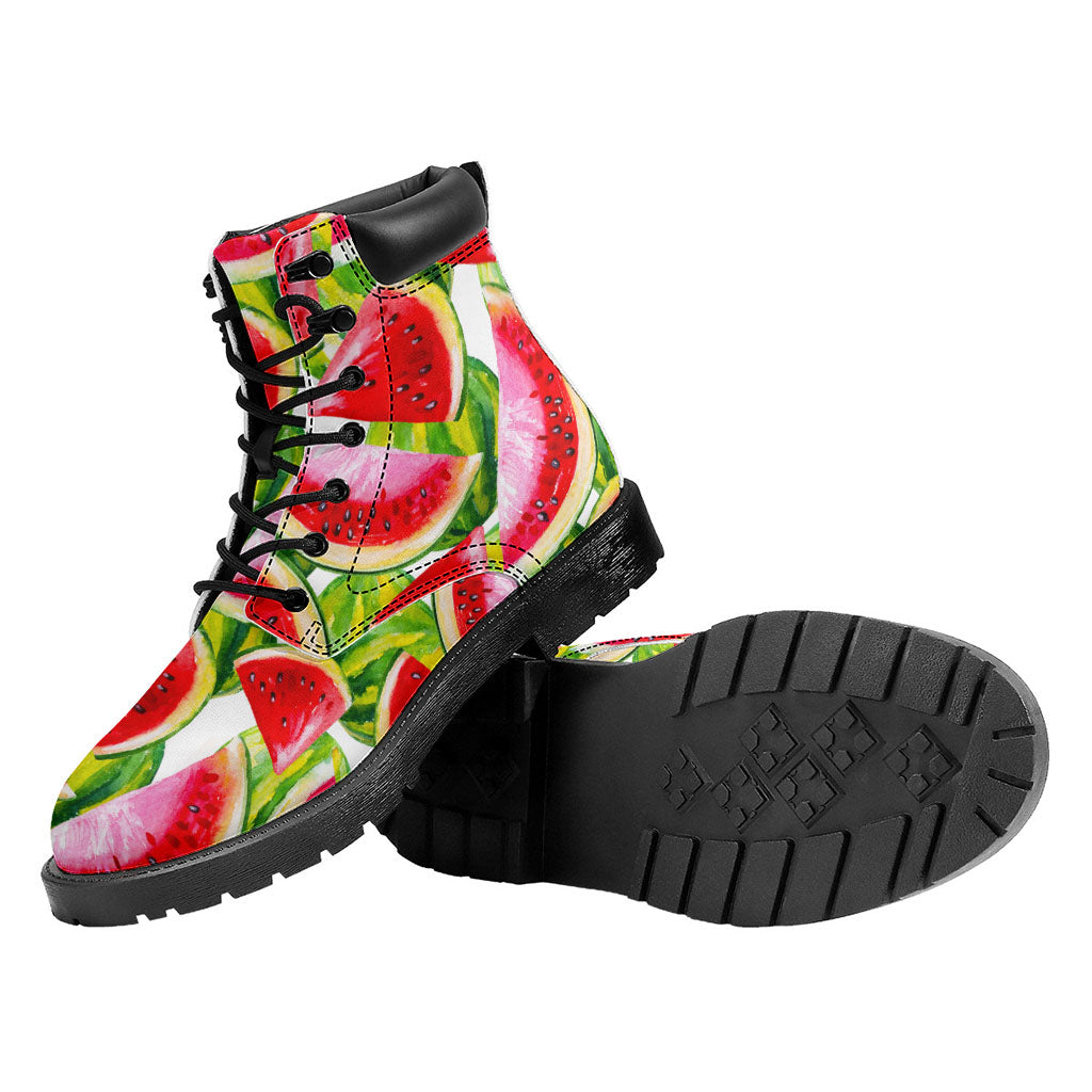 Watercolor Watermelon Pattern Print Work Boots