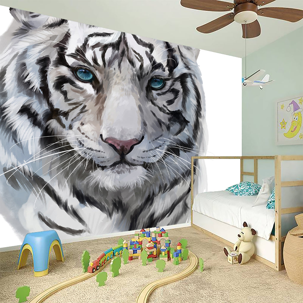 Watercolor White Bengal Tiger Print Wall Sticker