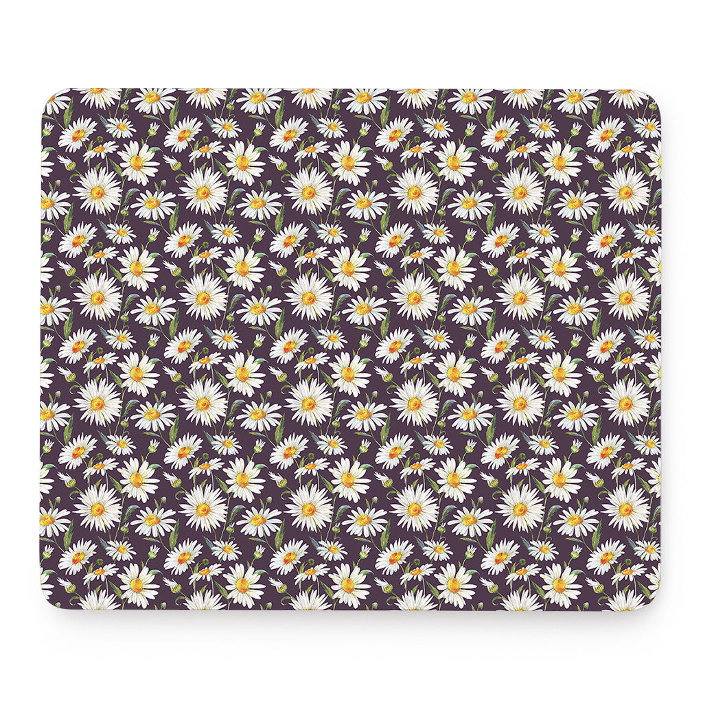 Watercolor White Daisy Pattern Print Mouse Pad