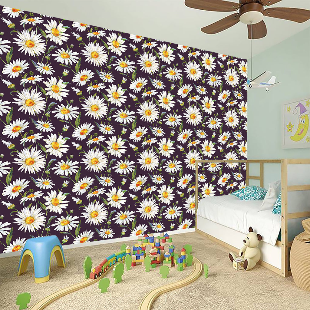 Watercolor White Daisy Pattern Print Wall Sticker