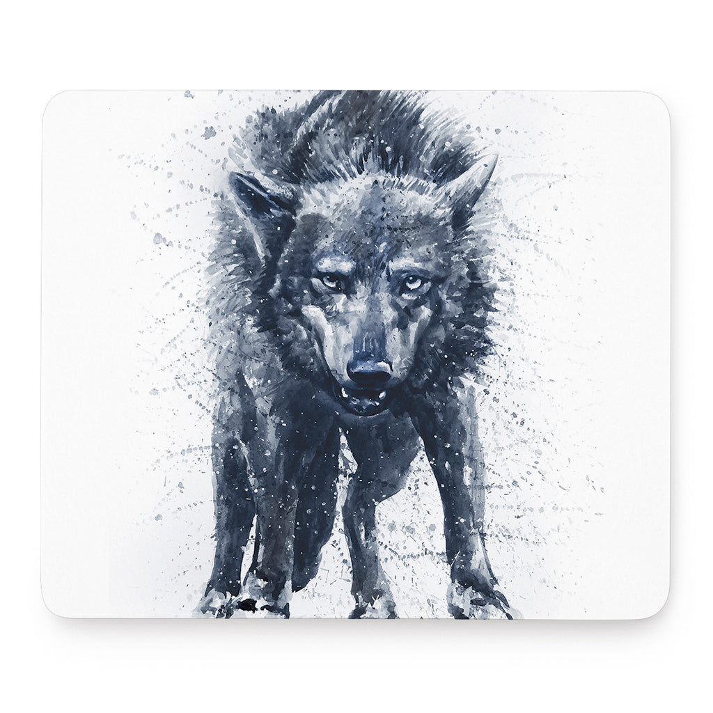 Watercolor Wolf Portrait Print Mouse Pad