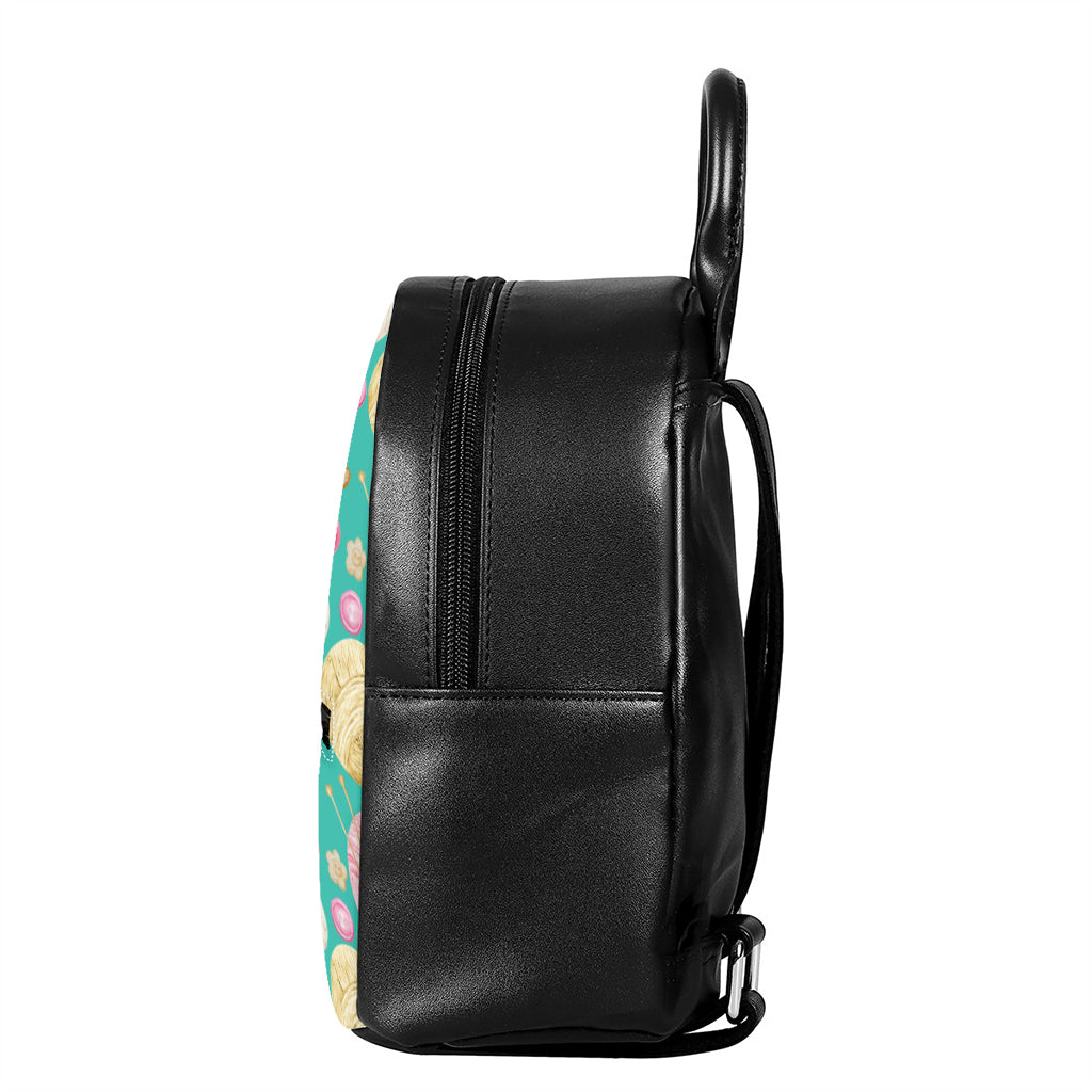 Watercolor Yarn Pattern Print Leather Backpack