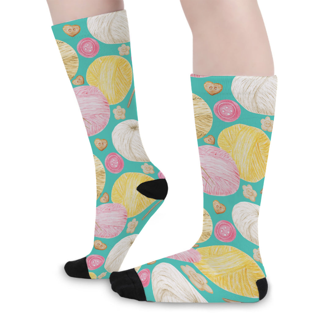 Watercolor Yarn Pattern Print Long Socks