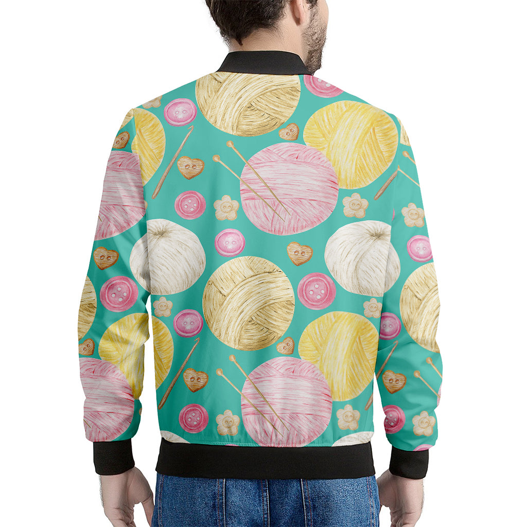 Watercolor Yarn Pattern Print Men's Bomber Jacket