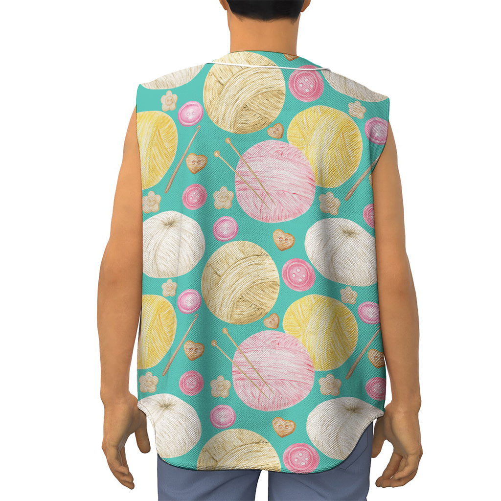 Watercolor Yarn Pattern Print Sleeveless Baseball Jersey