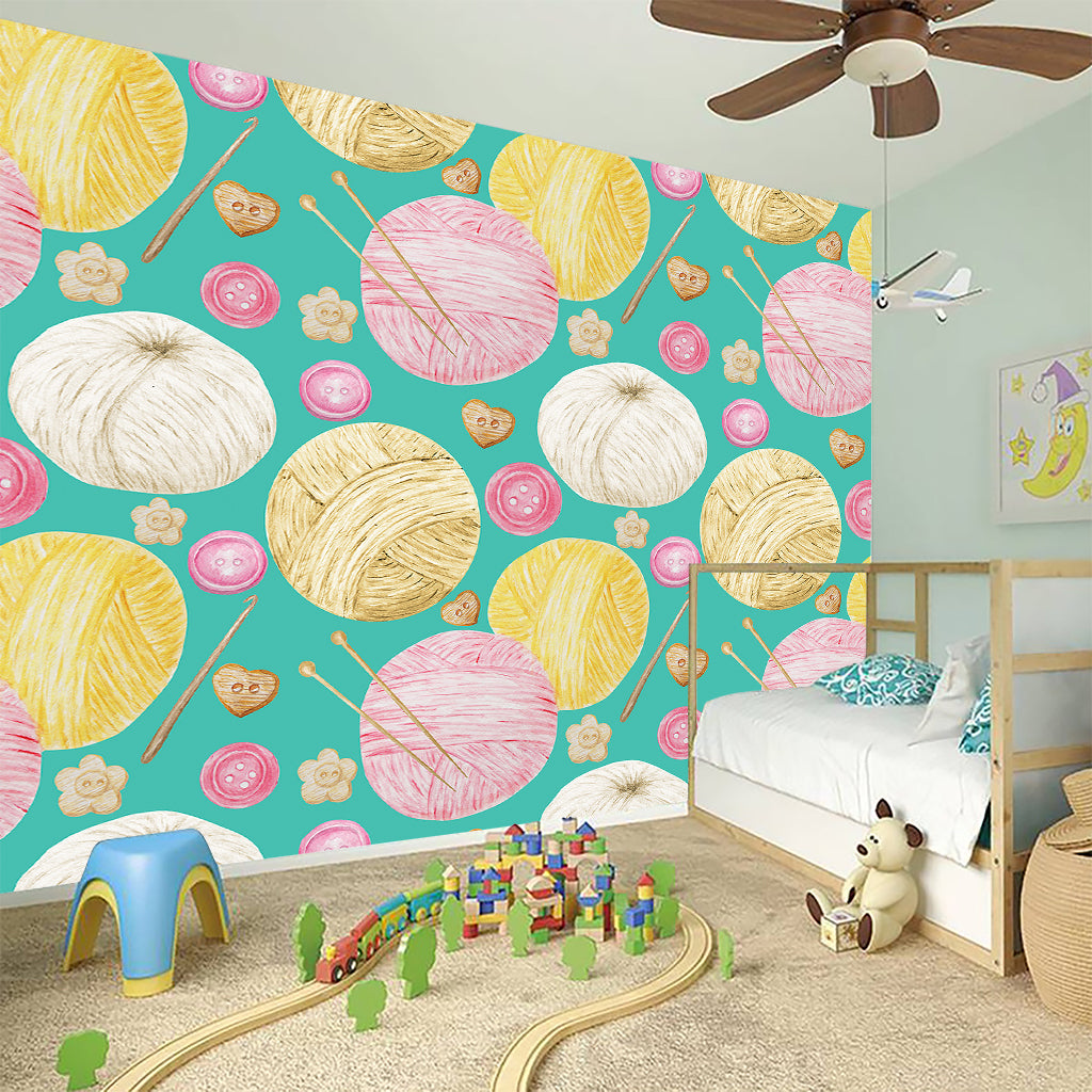 Watercolor Yarn Pattern Print Wall Sticker