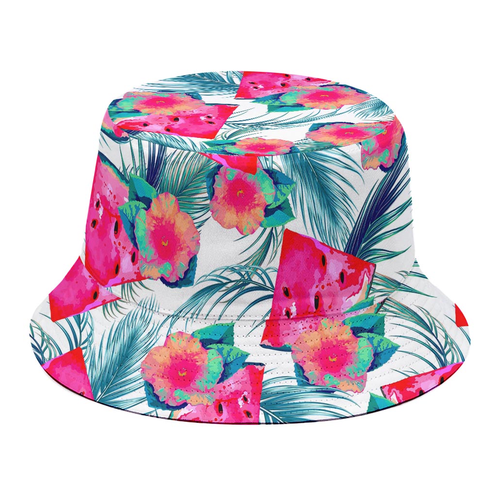 Watermelon Teal Hawaiian Pattern Print Bucket Hat