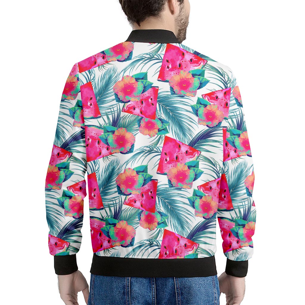 Watermelon Teal Hawaiian Pattern Print Men's Bomber Jacket