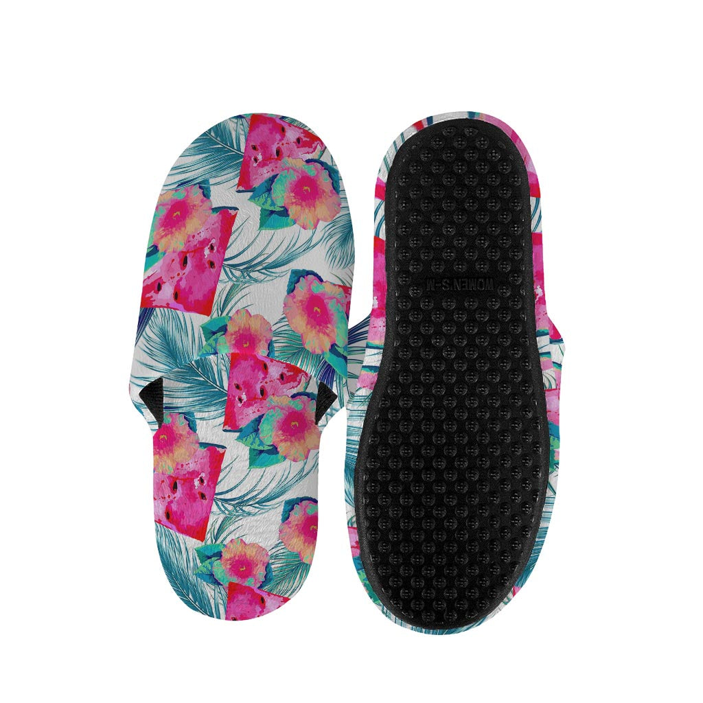 Watermelon Teal Hawaiian Pattern Print Slippers