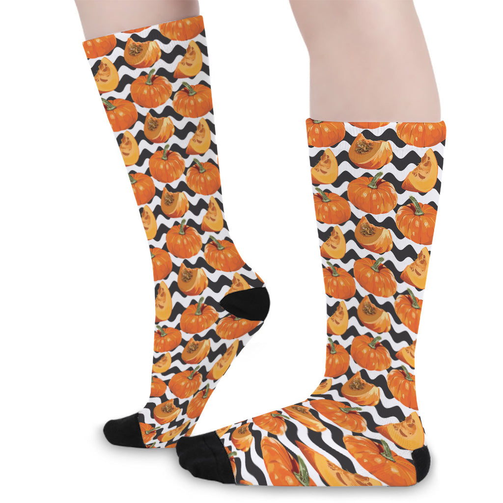 Wave Pumpkin Pattern Print Long Socks