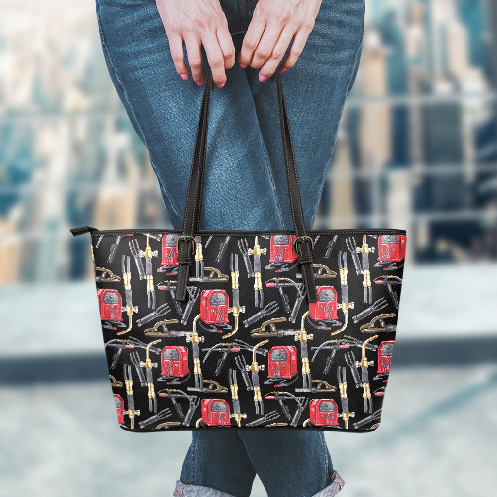 Welding Machine Pattern Print Leather Tote Bag