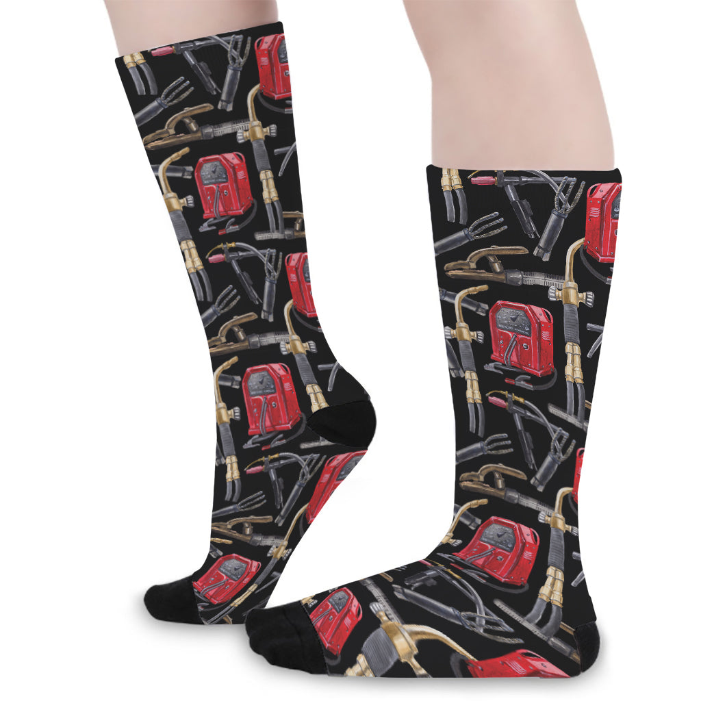 Welding Machine Pattern Print Long Socks